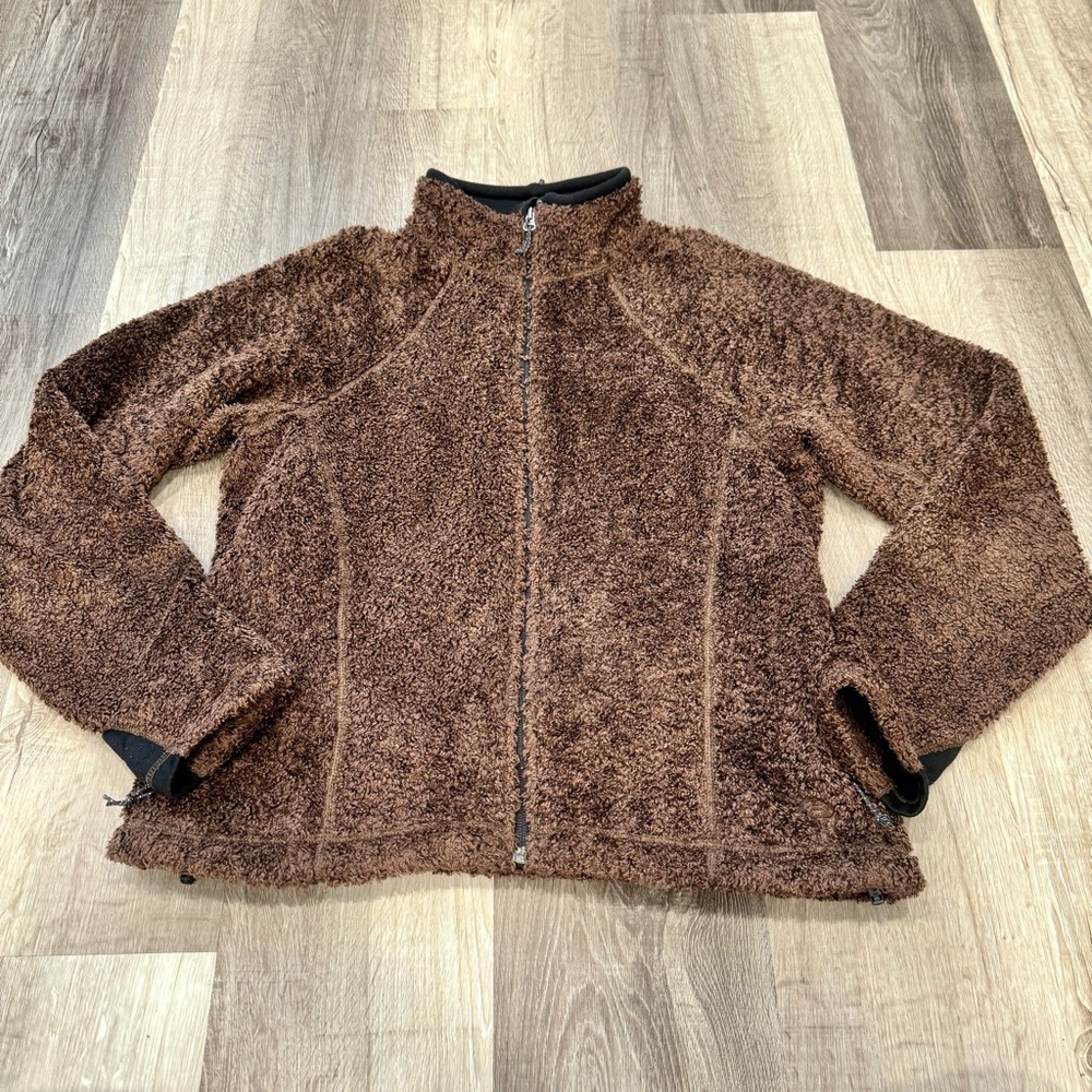 Mountain Hardwear Womens Brown Fleece Monkey Jacket Large Full Zip Pockets